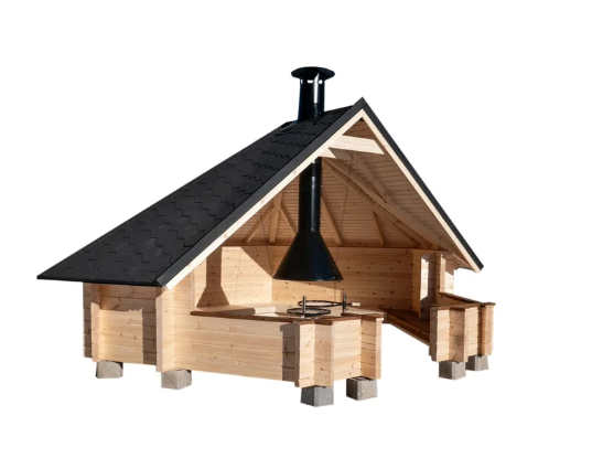 Wooden Fire Hut structure produced by Korian Hirsi.